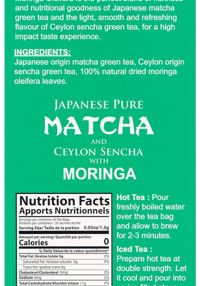 Hyleys Japanese Pure Matcha Tea Bags with Moringa - Image 3
